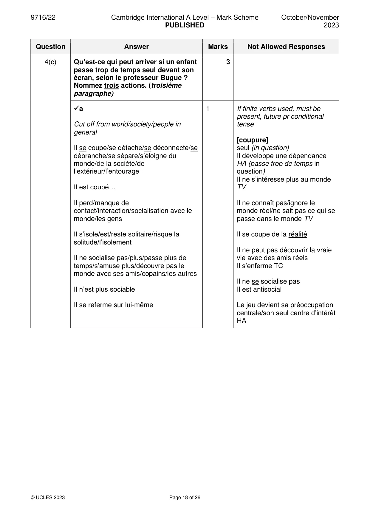 Mark scheme, page 18 of 26