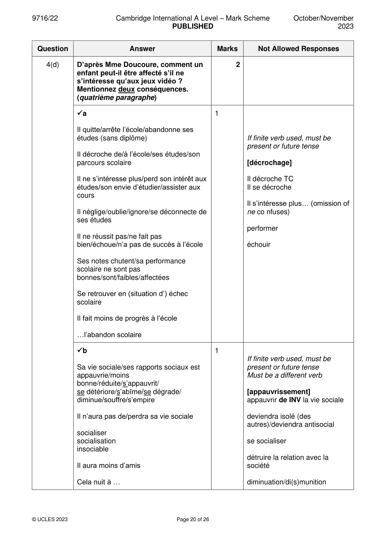 Mark scheme, page 20 of 26