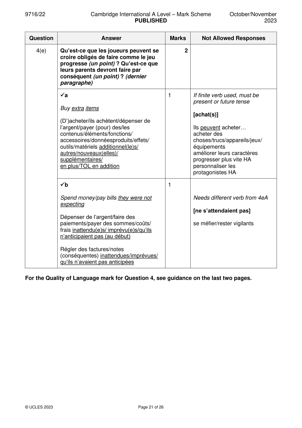 Mark scheme, page 21 of 26