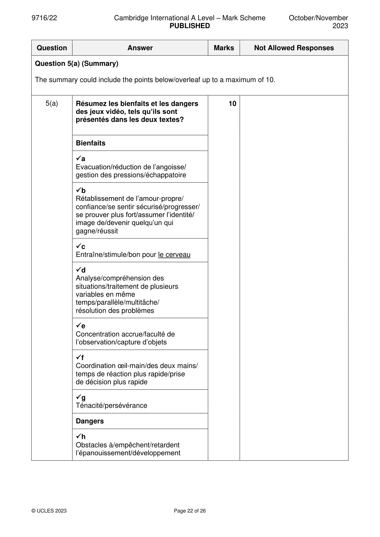 Mark scheme, page 22 of 26
