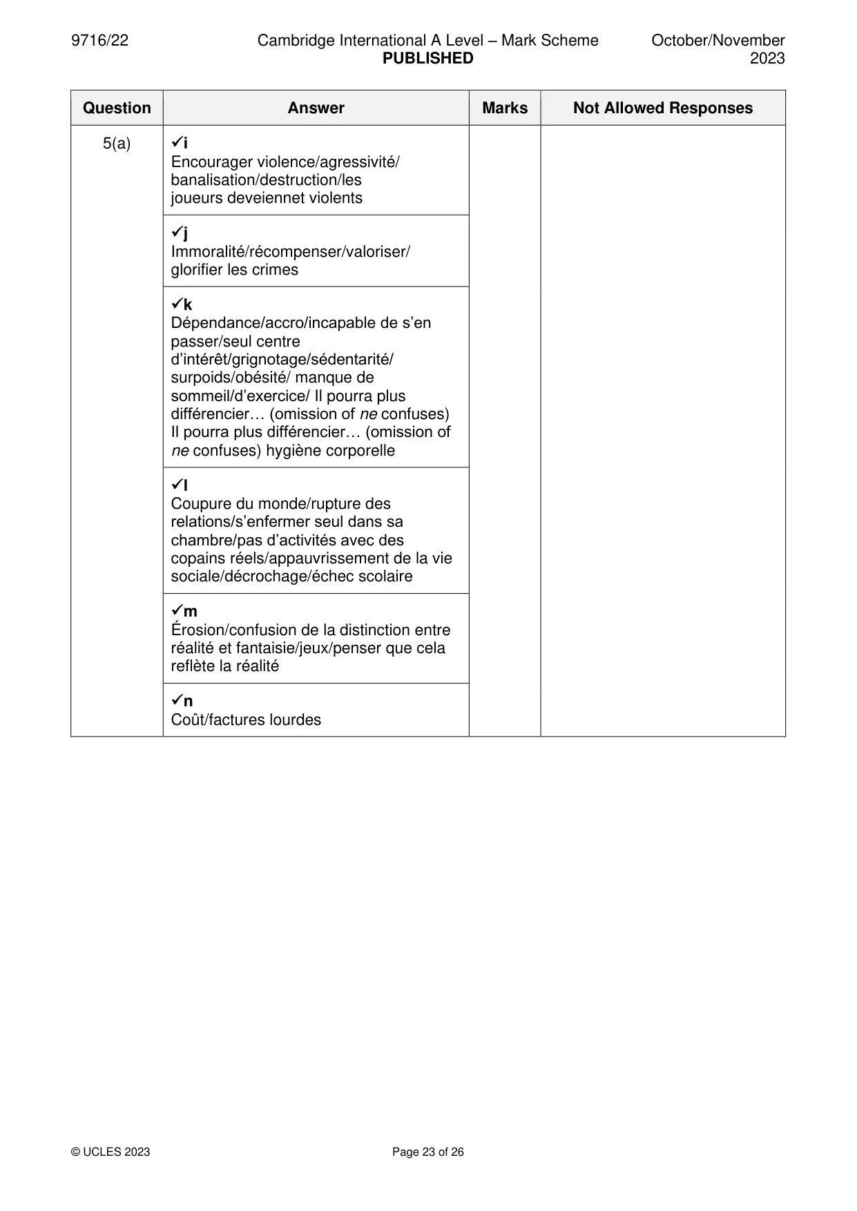 Mark scheme, page 23 of 26
