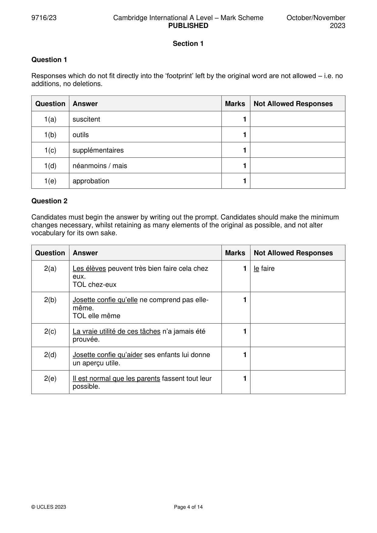 Mark scheme, page 4 of 14
