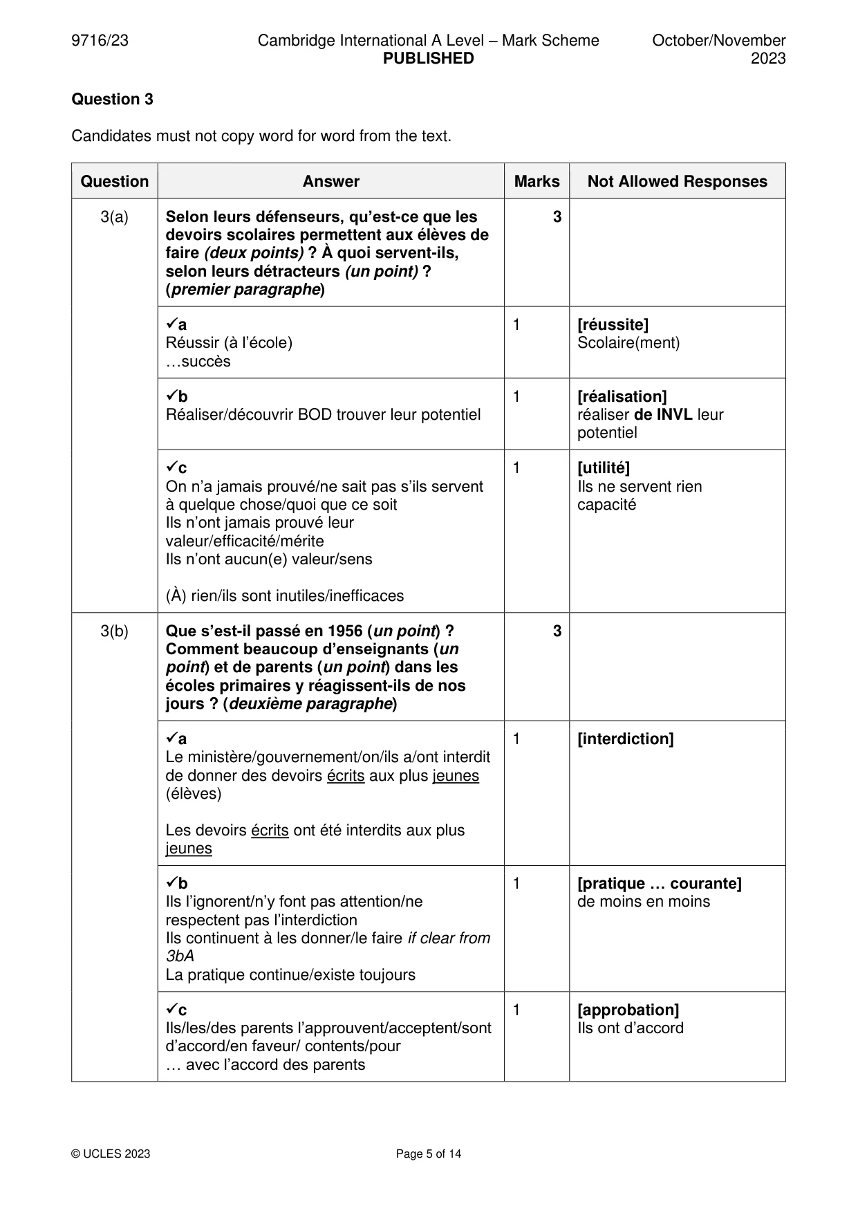 Mark scheme, page 5 of 14