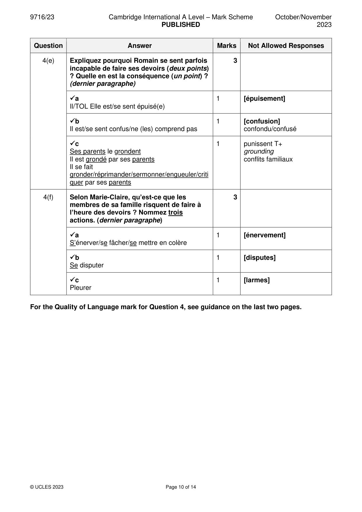 Mark scheme, page 10 of 14
