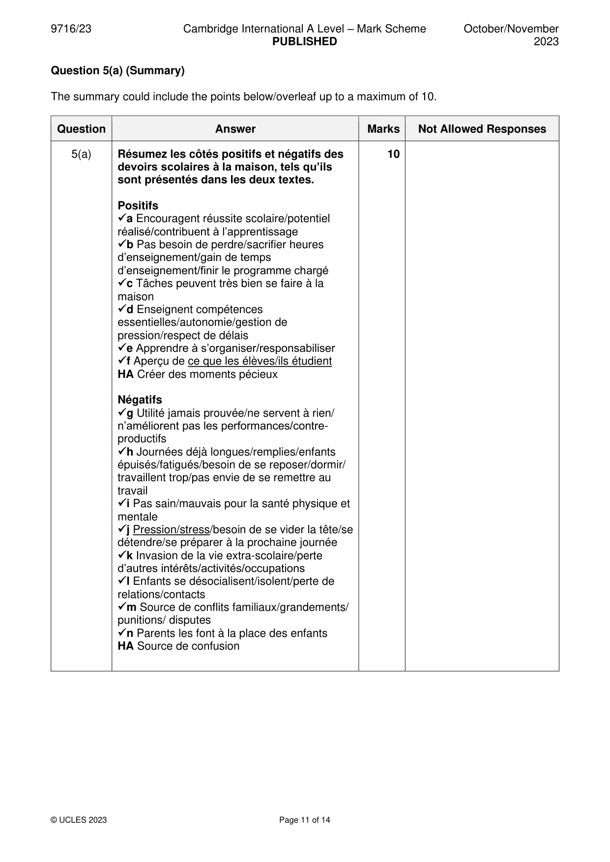 Mark scheme, page 11 of 14