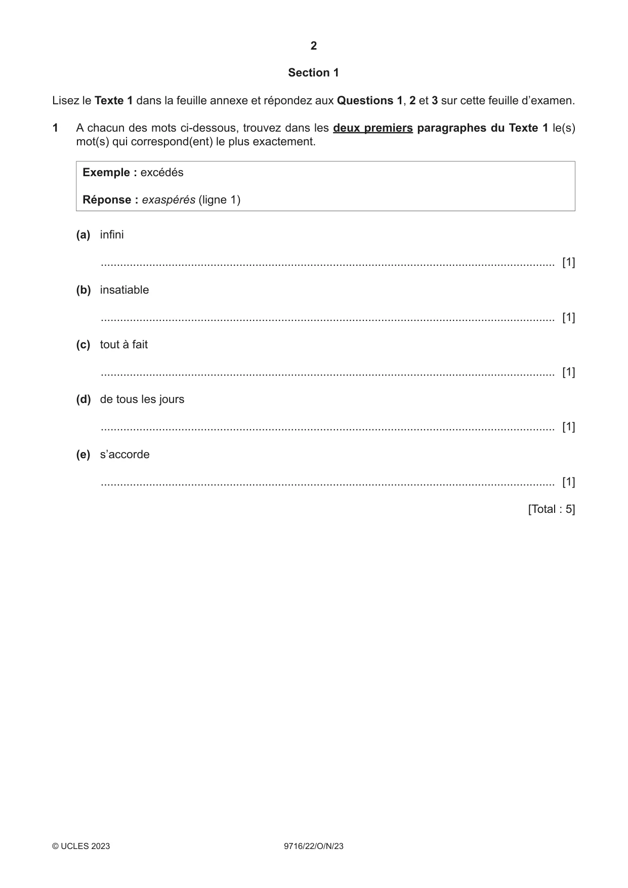 Cambridge A Level French (A Level only) 9716 2023 Oct/Nov Paper 2 · Variant 2 question paper, page 2 of 8