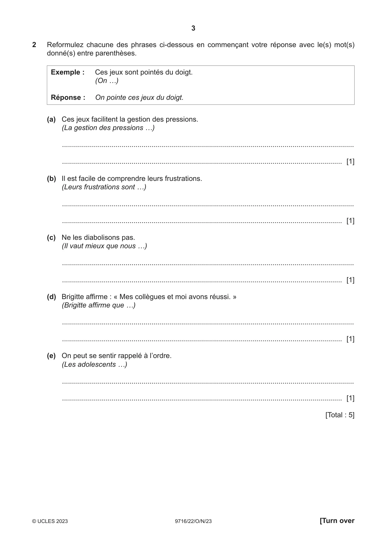 Cambridge A Level French (A Level only) 9716 2023 Oct/Nov Paper 2 · Variant 2 question paper, page 3 of 8