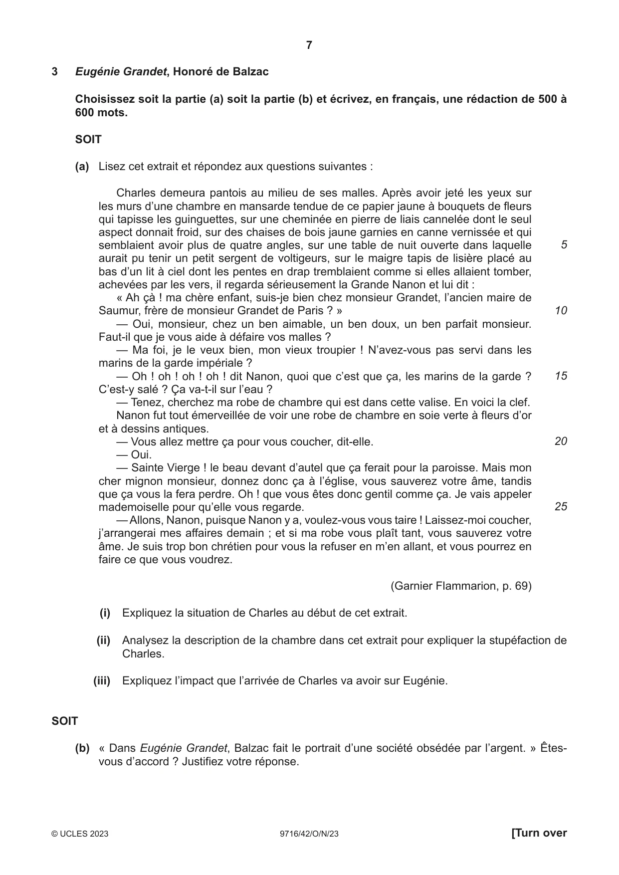 Cambridge A Level French (A Level only) 9716 2023 Oct/Nov Paper 4 · Variant 2 question paper, page 7 of 12