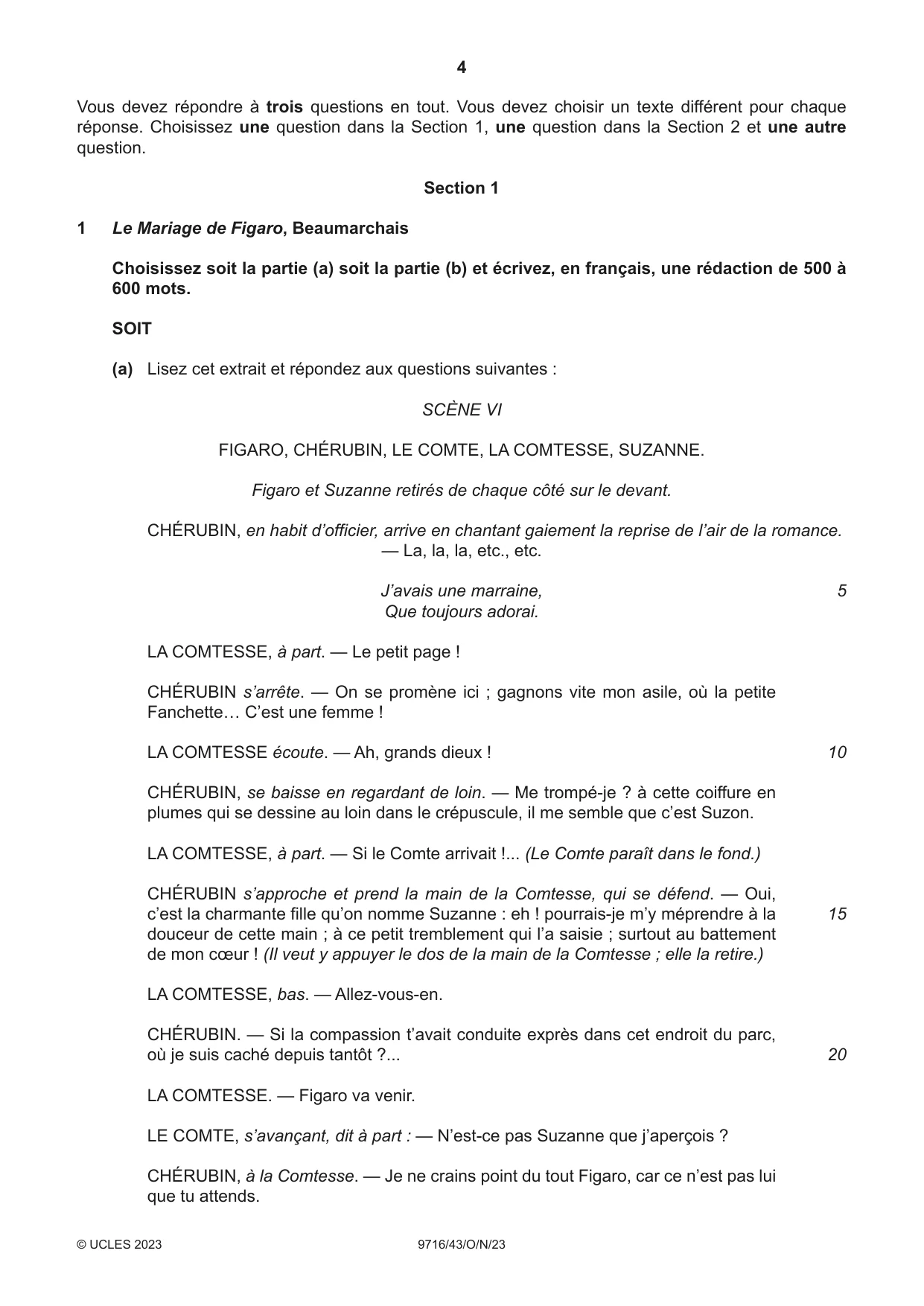 Cambridge A Level French (A Level only) 9716 2023 Oct/Nov Paper 4 · Variant 3 question paper, page 4 of 12