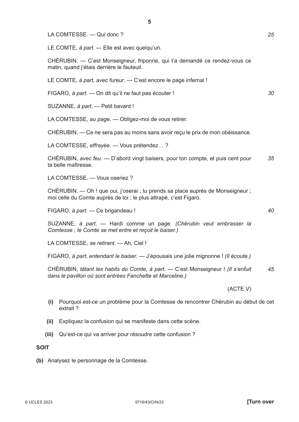 Cambridge A Level French (A Level only) 9716 2023 Oct/Nov Paper 4 · Variant 3 question paper, page 5 of 12