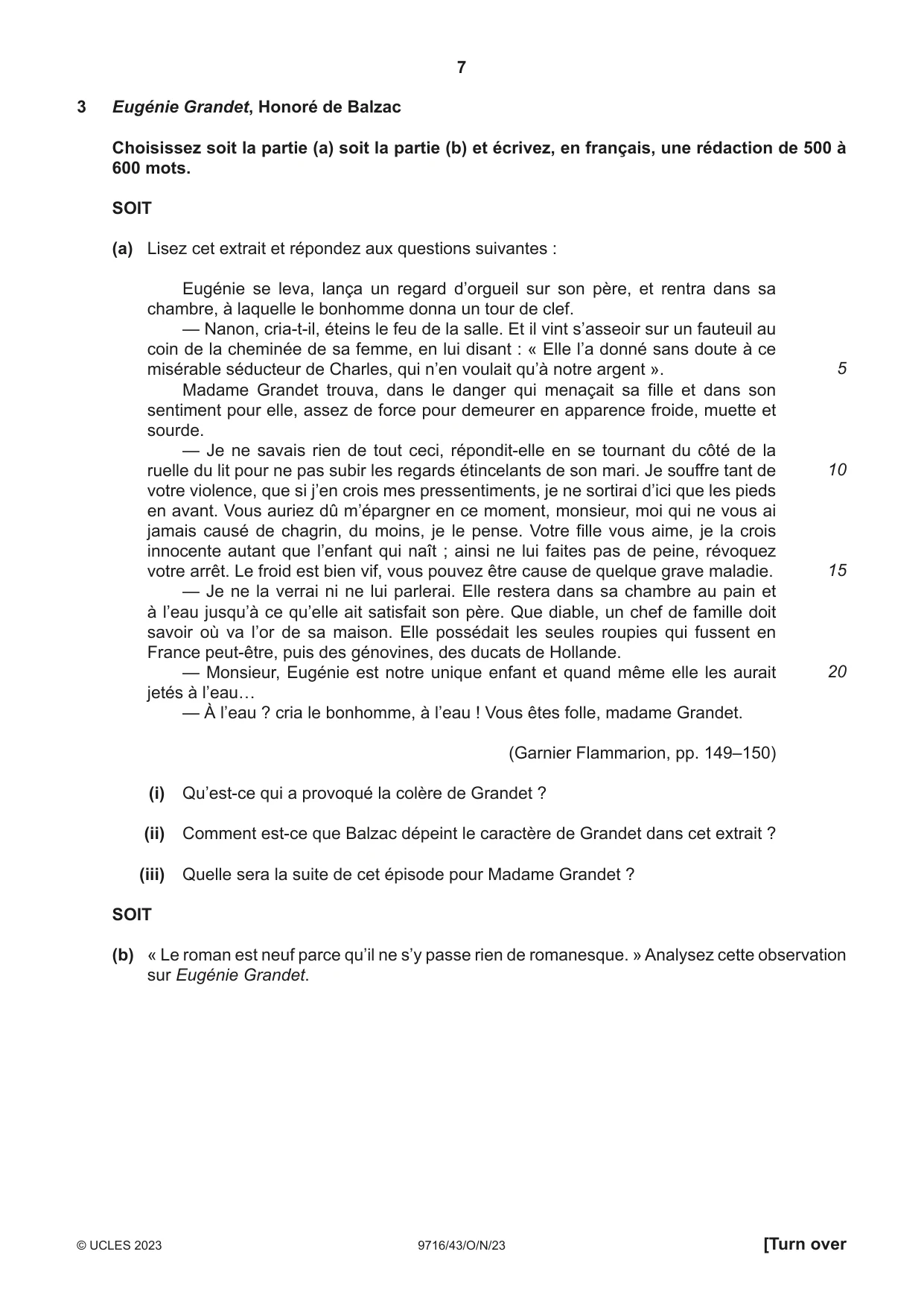 Cambridge A Level French (A Level only) 9716 2023 Oct/Nov Paper 4 · Variant 3 question paper, page 7 of 12