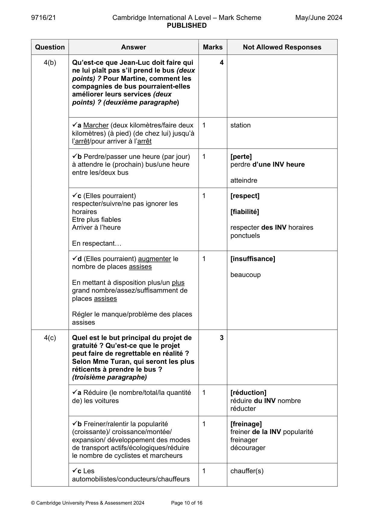 Mark scheme, page 10 of 16