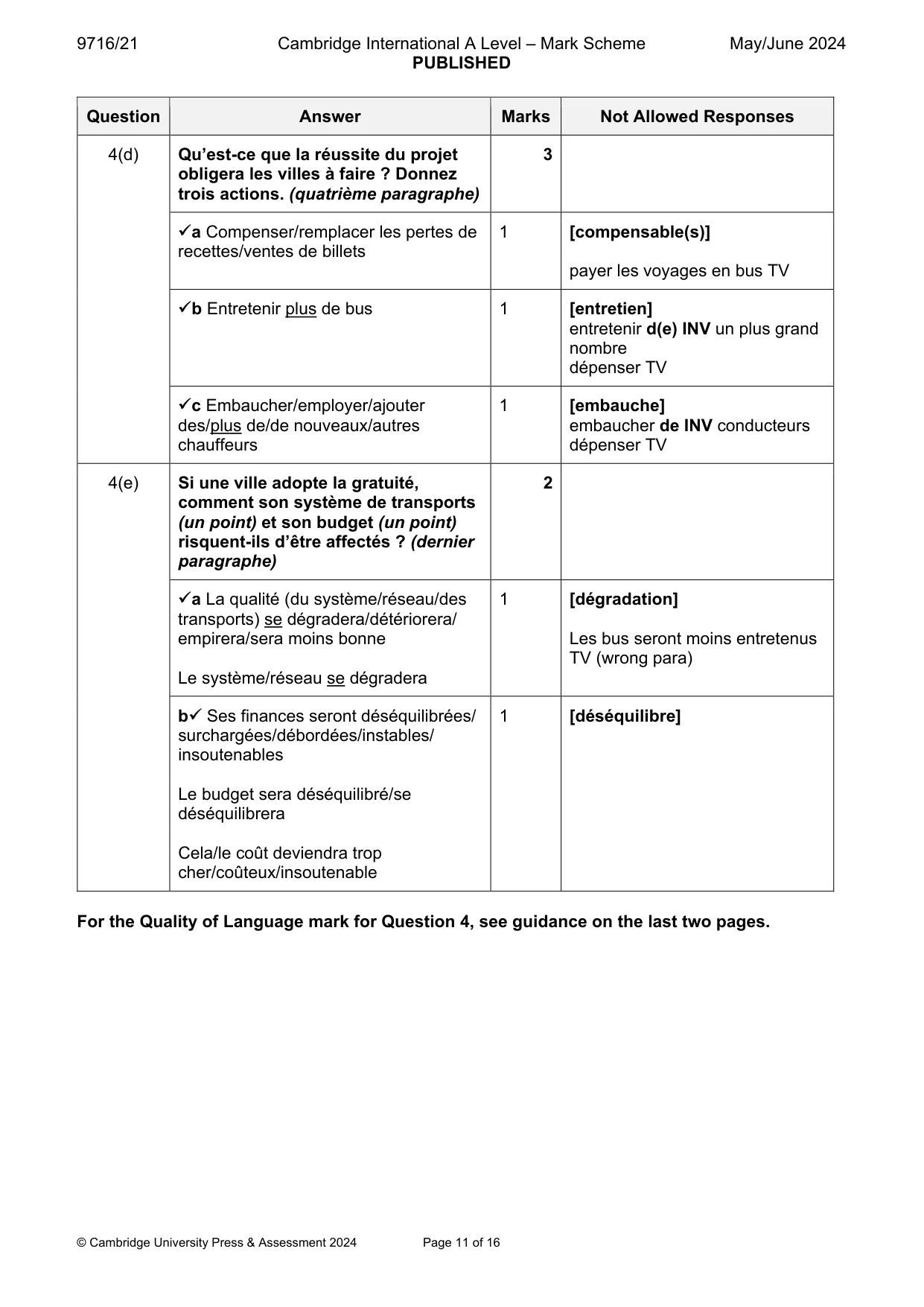 Mark scheme, page 11 of 16