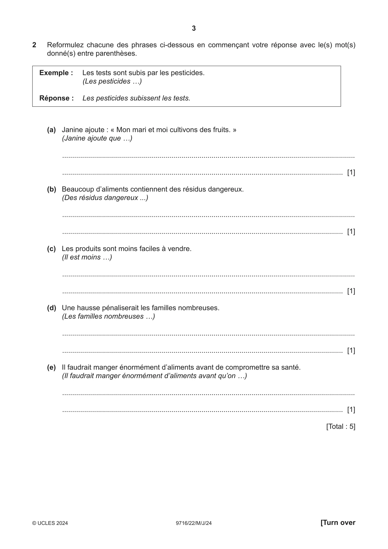 Cambridge A Level French (A Level only) 9716 2024 May/June Paper 2 · Variant 2 question paper, page 3 of 12