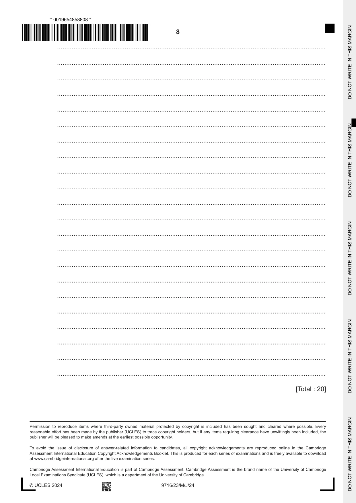 Cambridge A Level French (A Level only) 9716 2024 May/June Paper 2 · Variant 3 question paper, page 8 of 8