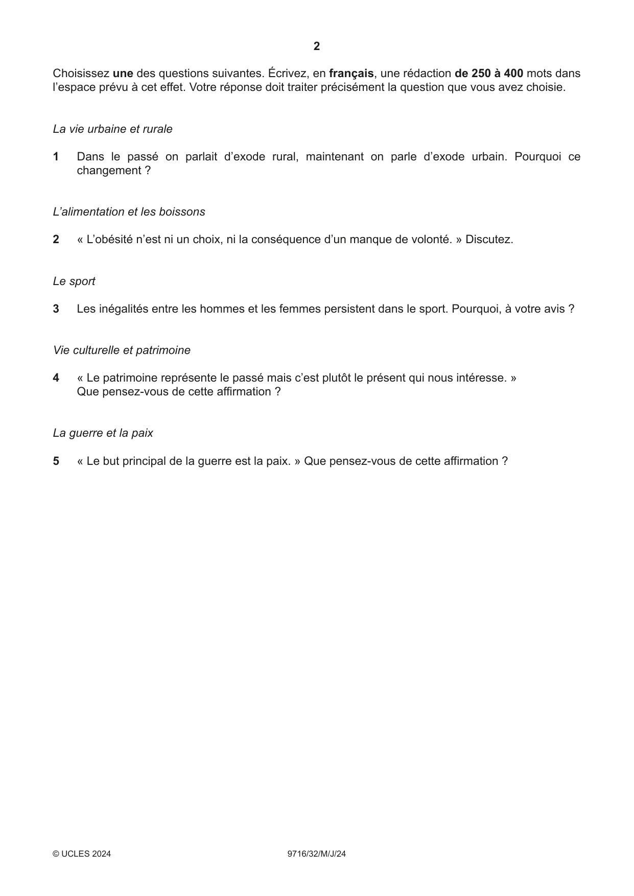 Cambridge A Level French (A Level only) 9716 2024 May/June Paper 3 · Variant 2 question paper, page 2 of 8