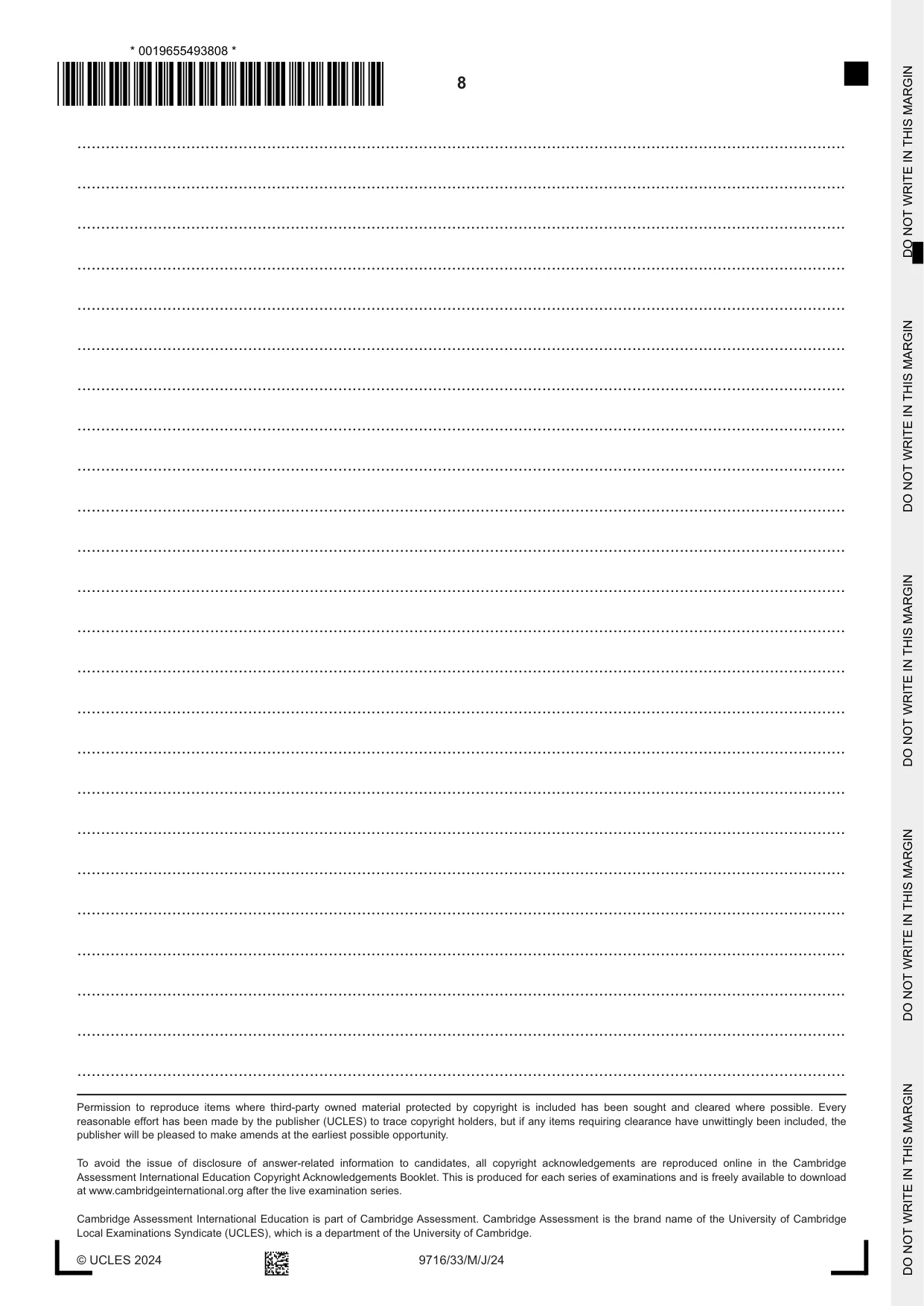 Cambridge A Level French (A Level only) 9716 2024 May/June Paper 3 · Variant 3 question paper, page 8 of 8