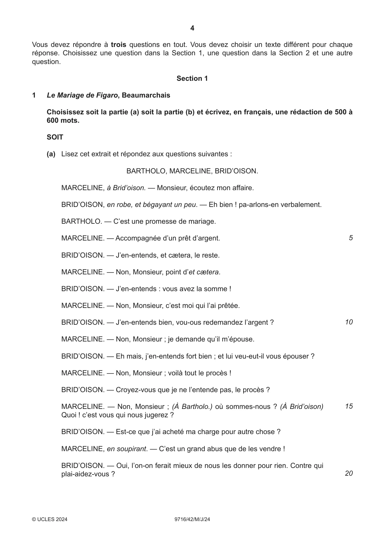 Cambridge A Level French (A Level only) 9716 2024 May/June Paper 4 · Variant 2 question paper, page 4 of 12