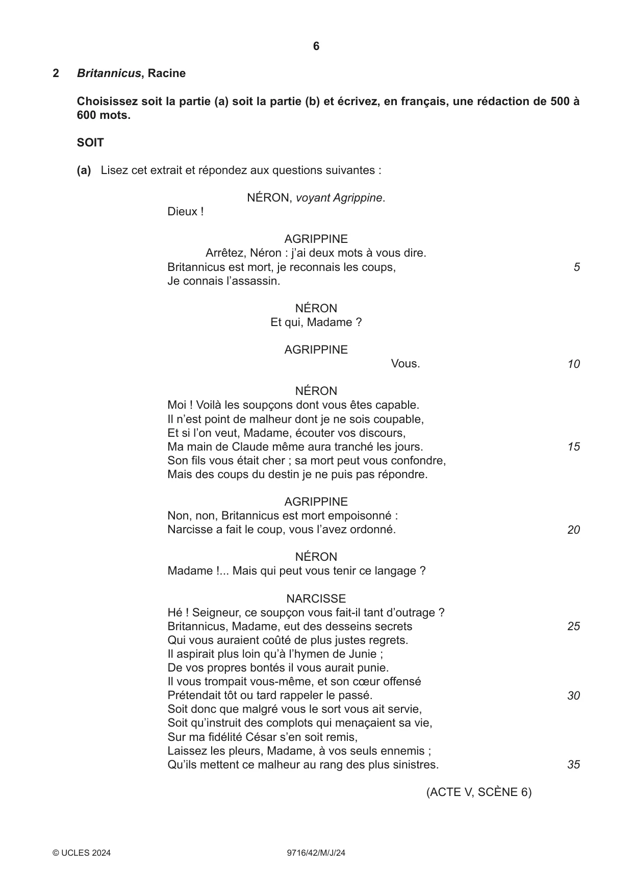 Cambridge A Level French (A Level only) 9716 2024 May/June Paper 4 · Variant 2 question paper, page 6 of 12