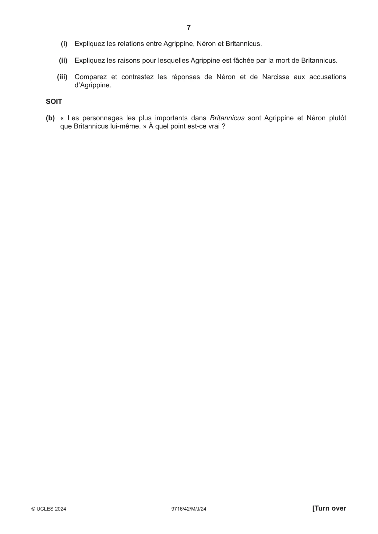 Cambridge A Level French (A Level only) 9716 2024 May/June Paper 4 · Variant 2 question paper, page 7 of 12