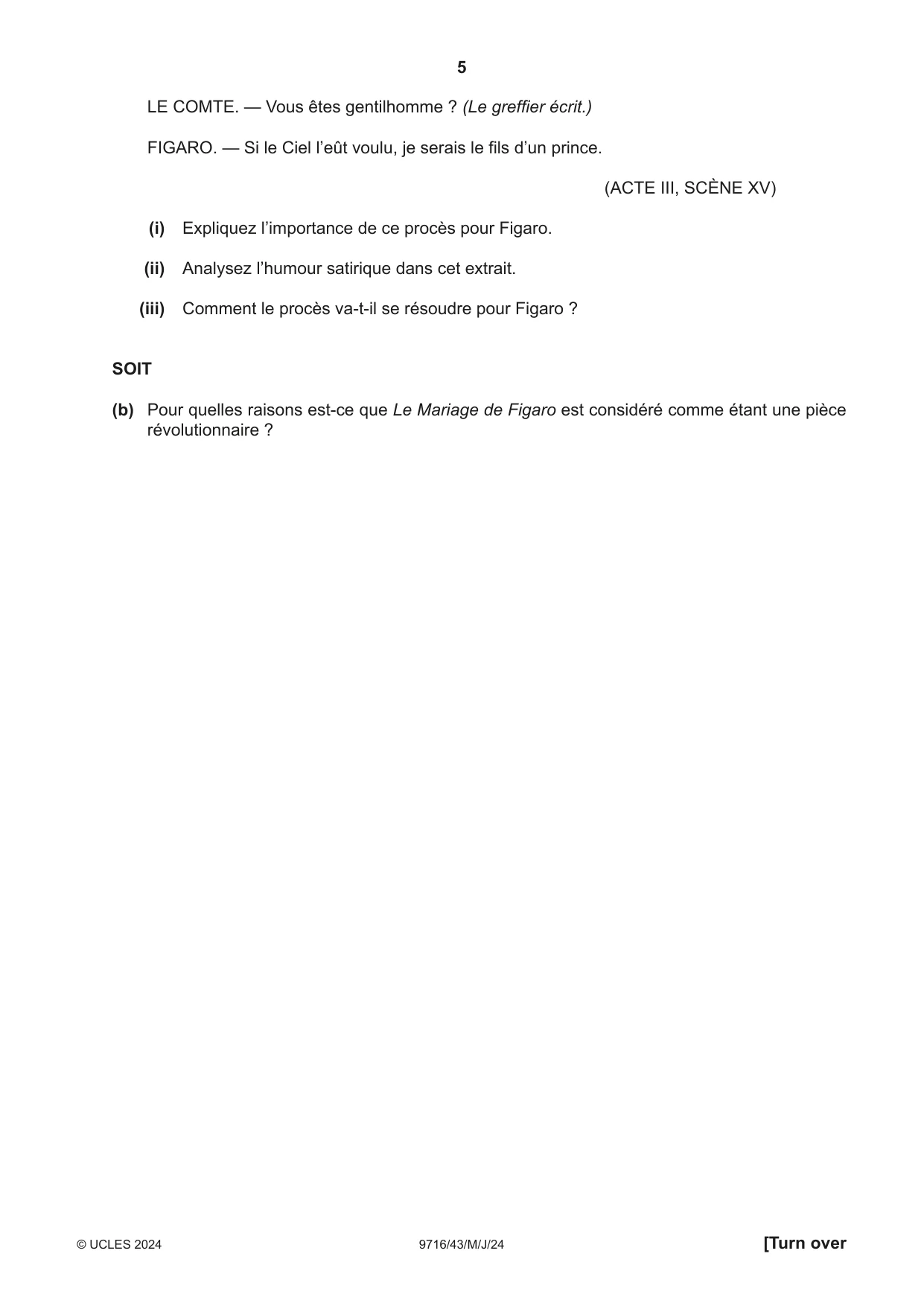 Cambridge A Level French (A Level only) 9716 2024 May/June Paper 4 · Variant 3 question paper, page 5 of 12