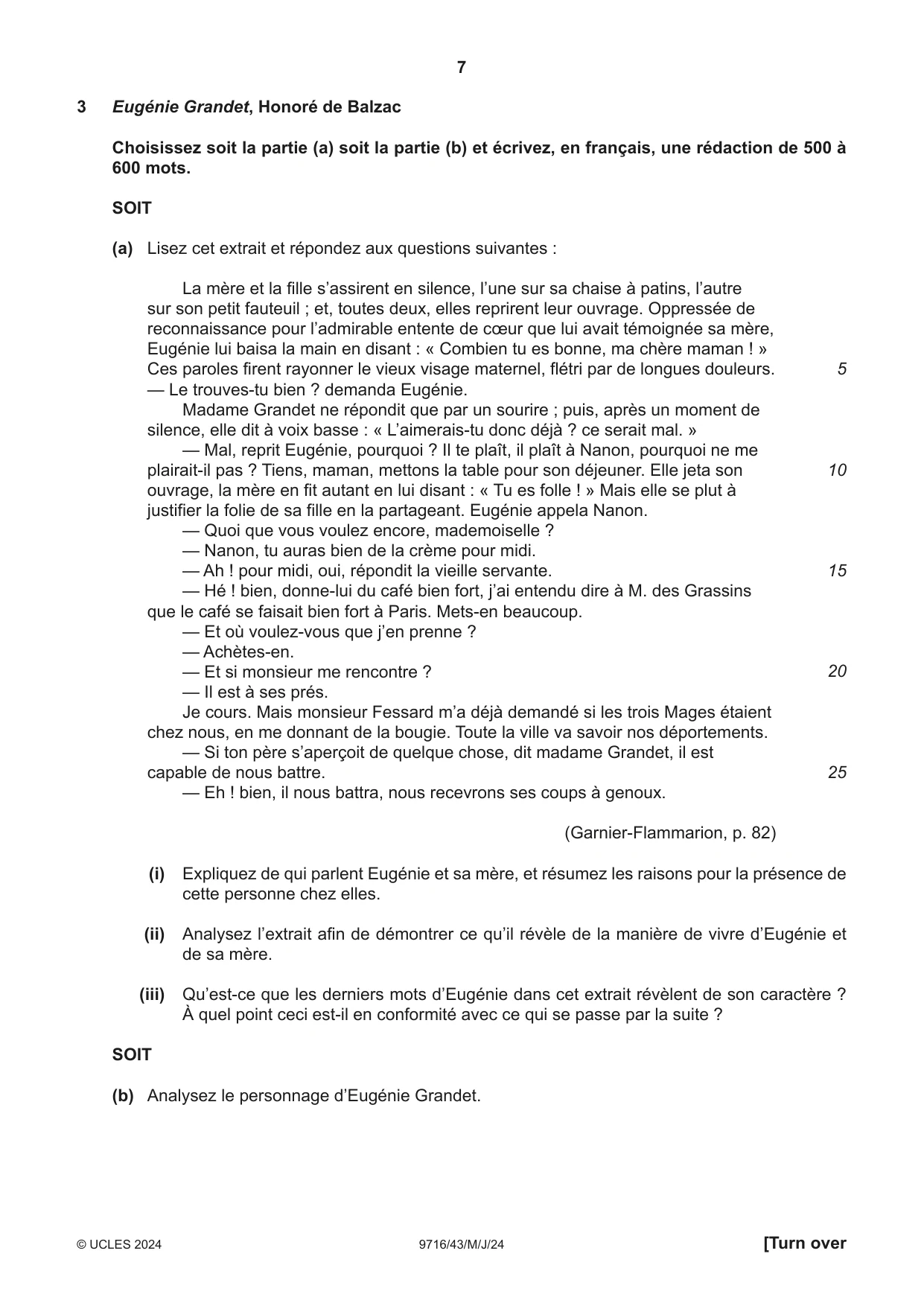 Cambridge A Level French (A Level only) 9716 2024 May/June Paper 4 · Variant 3 question paper, page 7 of 12