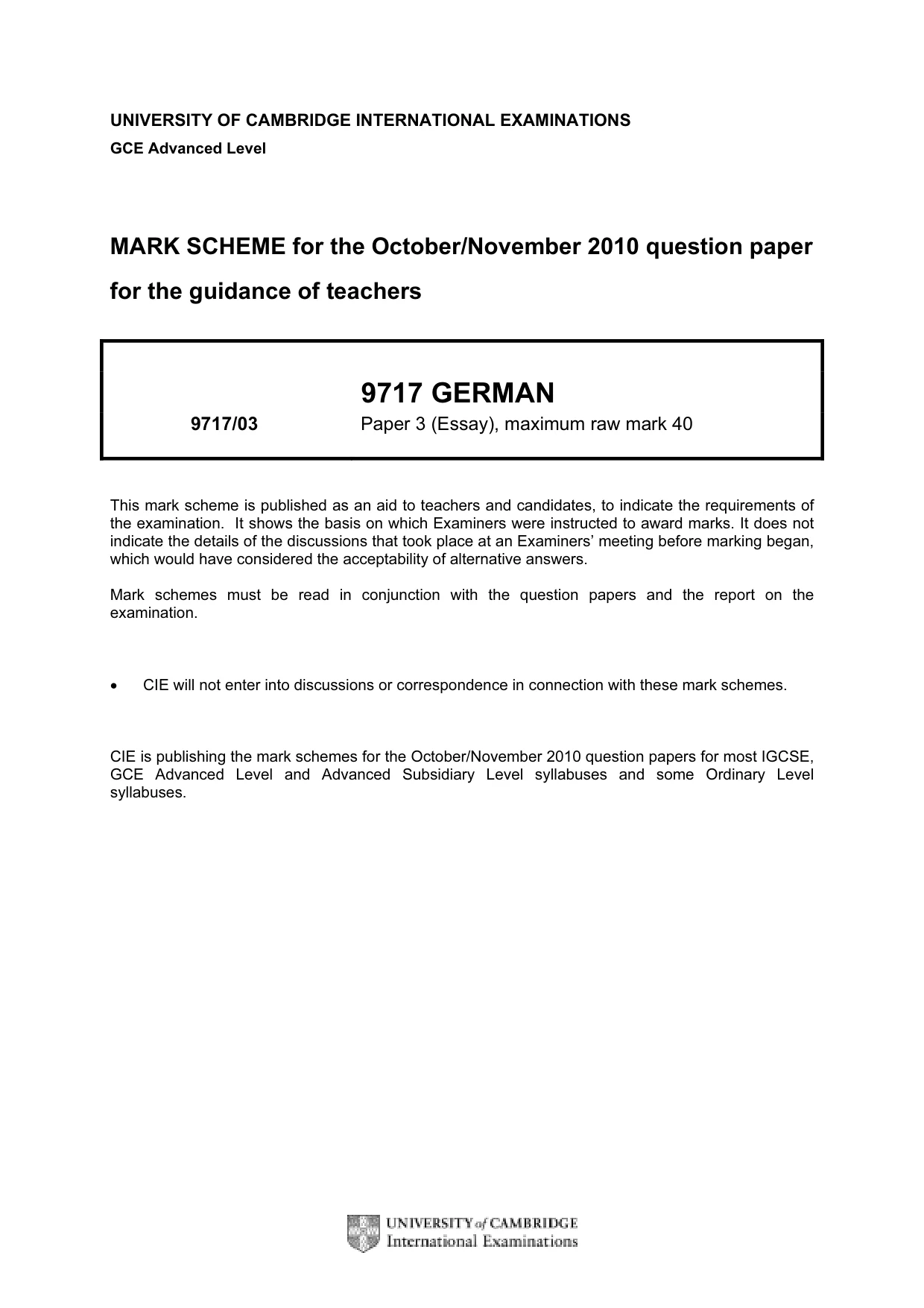 Mark scheme, page 1 of 2