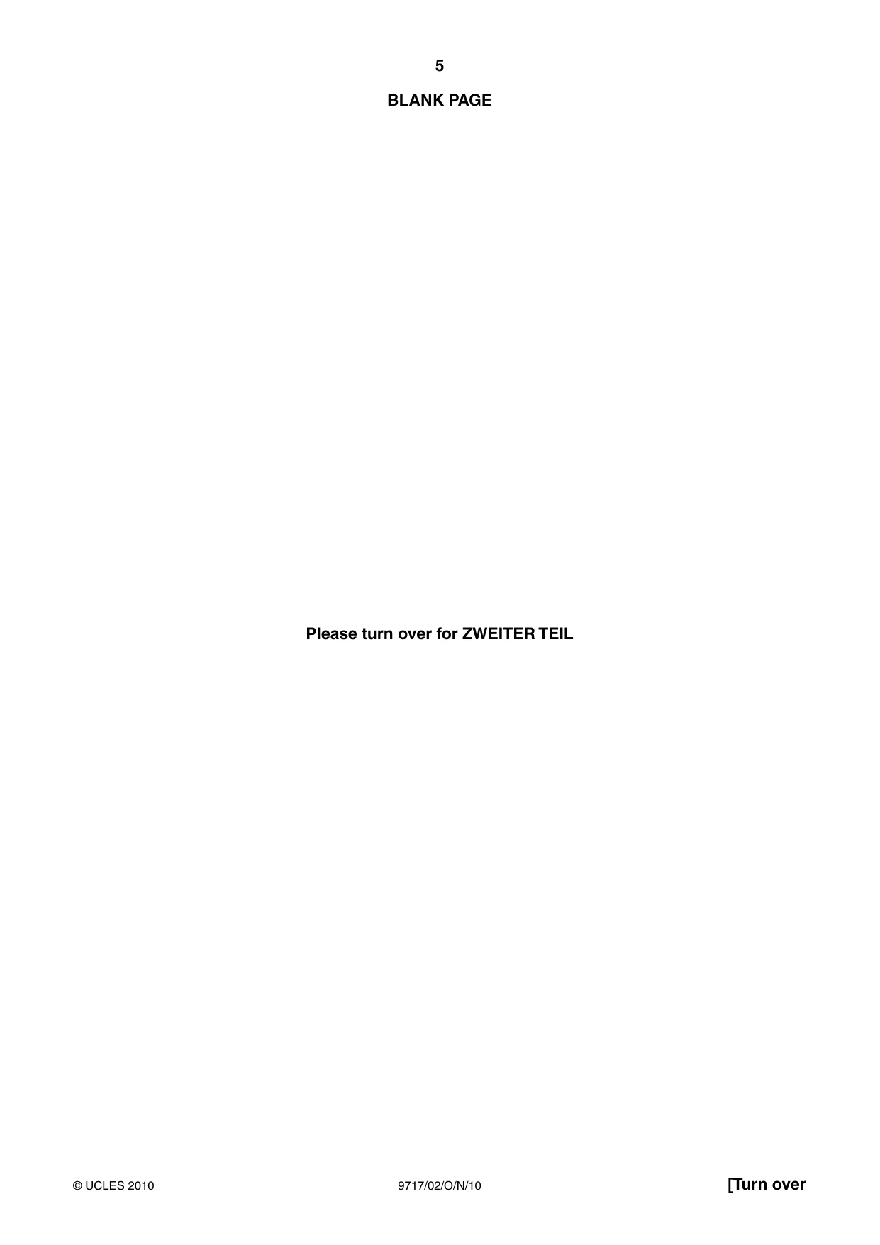 Cambridge A Level German (A Level only) 9717 2010 Oct/Nov Paper 2 · Variant 1 question paper, page 5 of 8