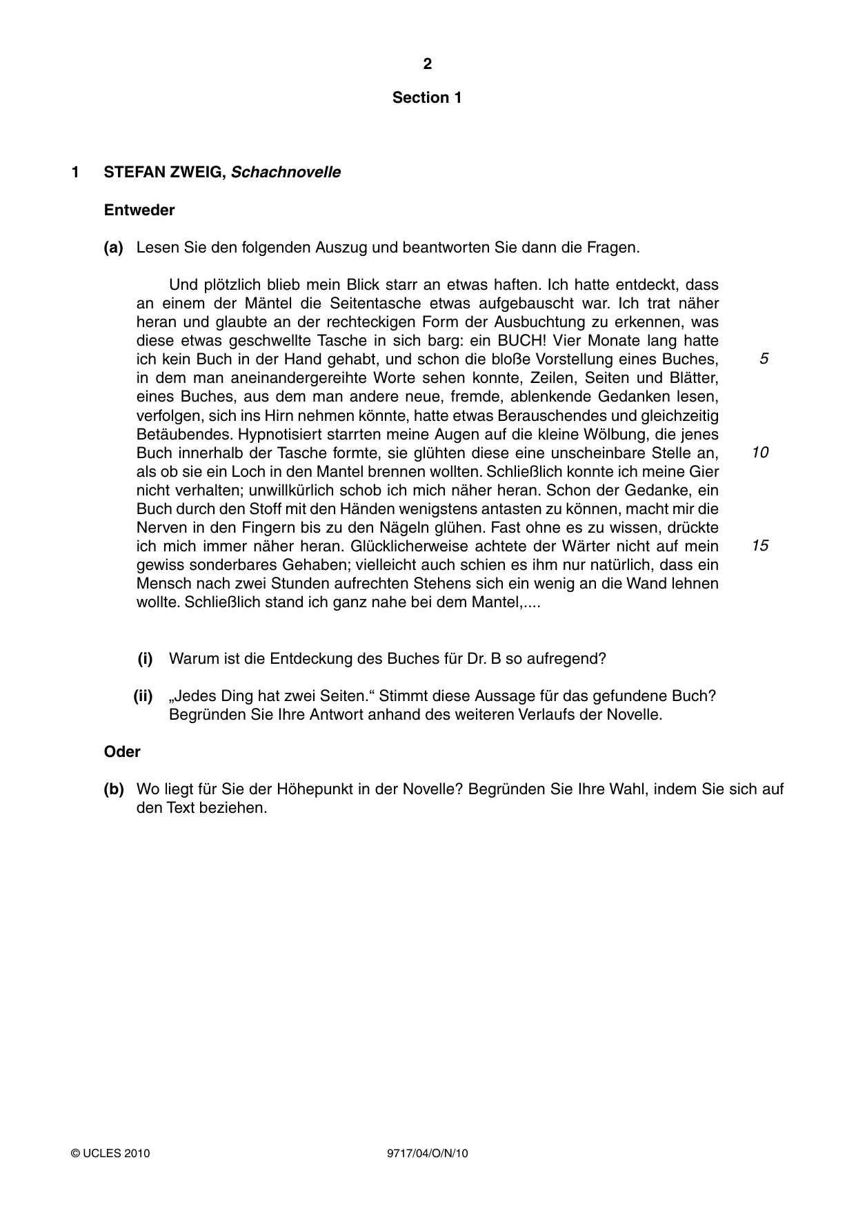 Cambridge A Level German (A Level only) 9717 2010 Oct/Nov Paper 4 · Variant 1 question paper, page 2 of 8