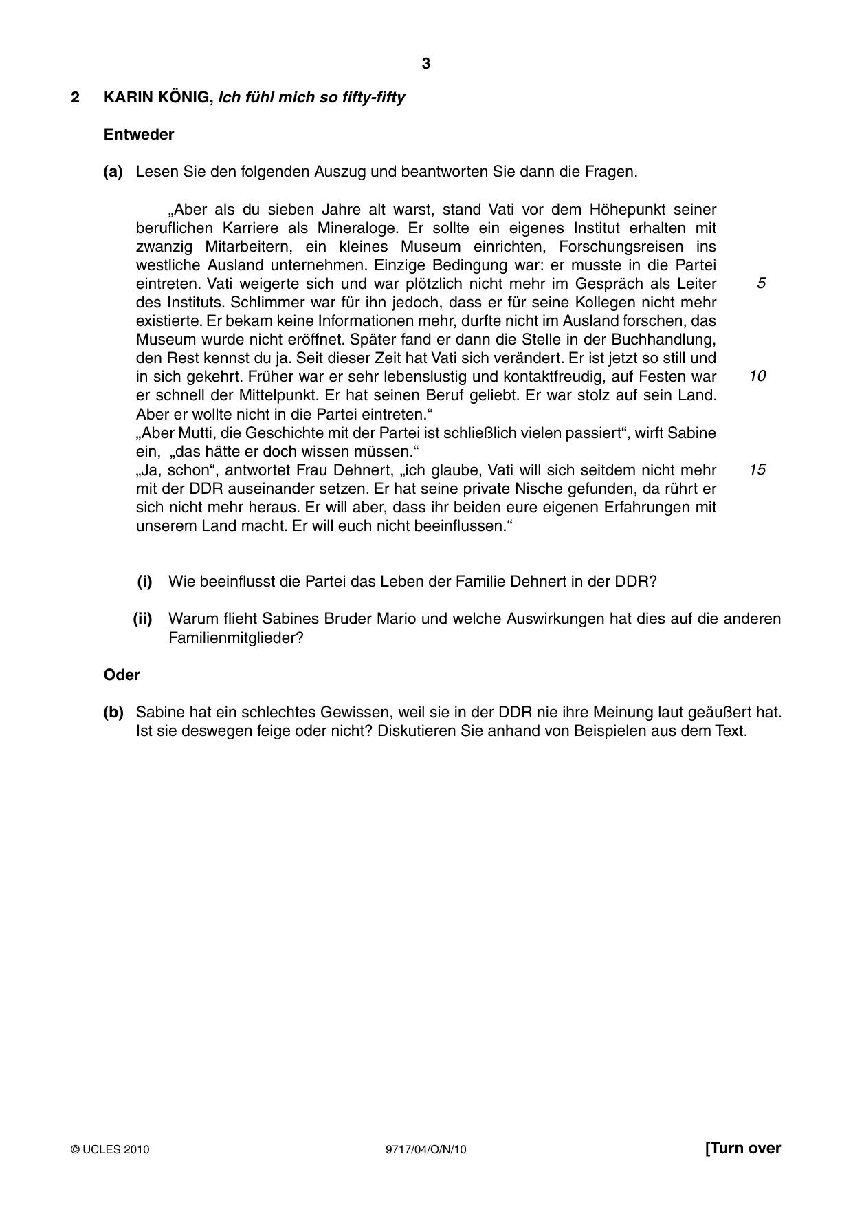 Cambridge A Level German (A Level only) 9717 2010 Oct/Nov Paper 4 · Variant 1 question paper, page 3 of 8
