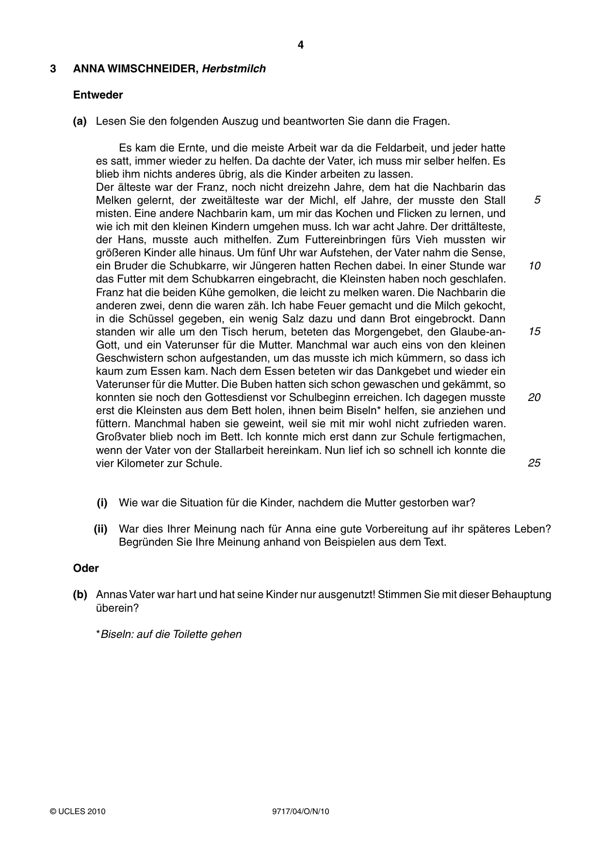 Cambridge A Level German (A Level only) 9717 2010 Oct/Nov Paper 4 · Variant 1 question paper, page 4 of 8