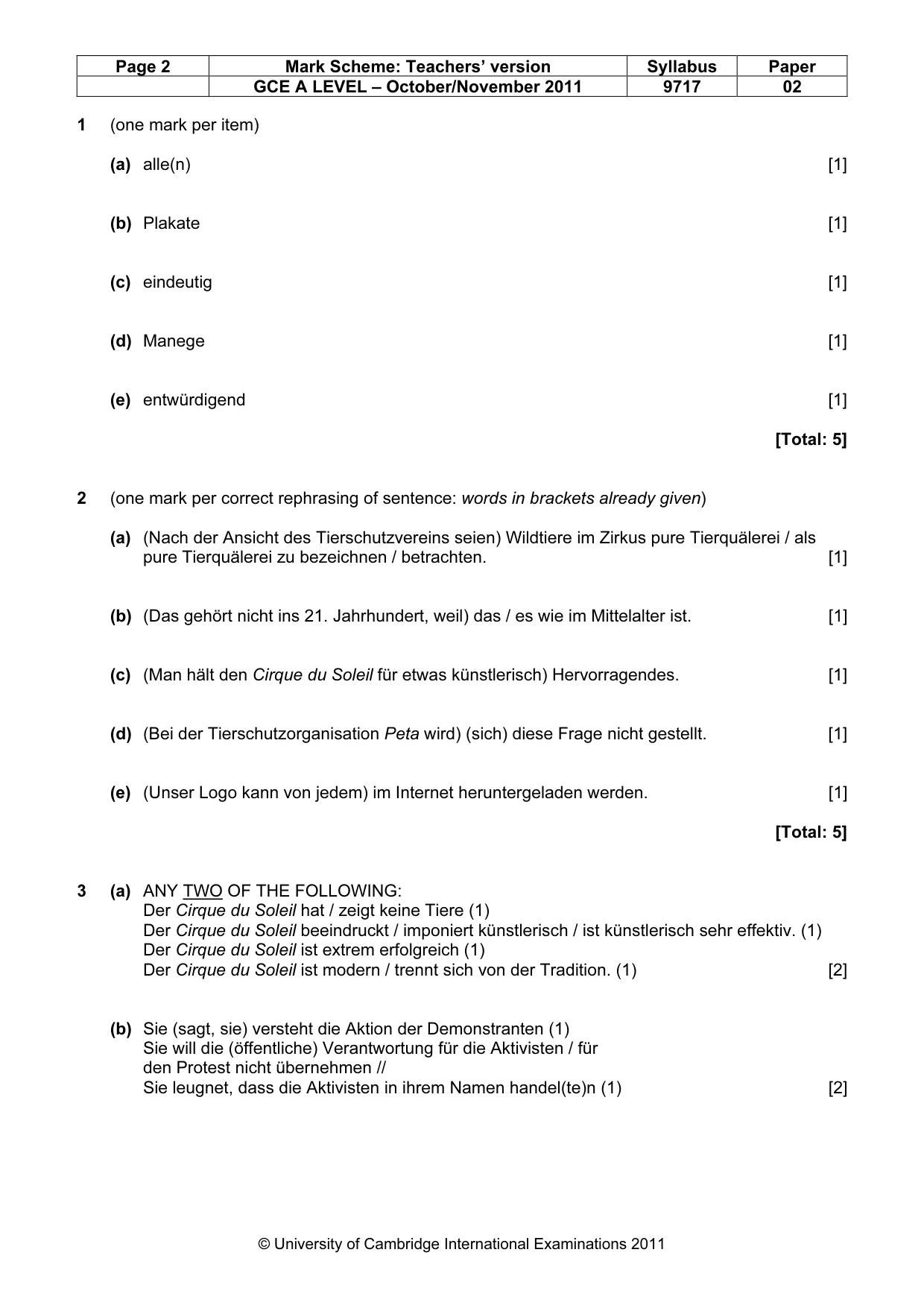 Mark scheme, page 2 of 6