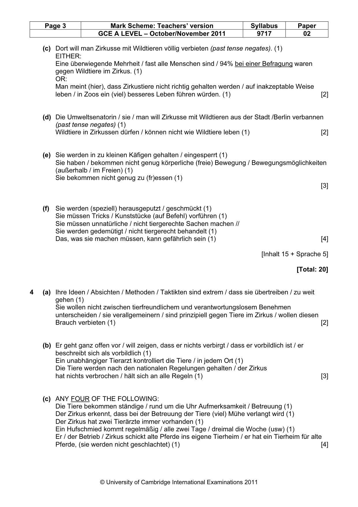 Mark scheme, page 3 of 6