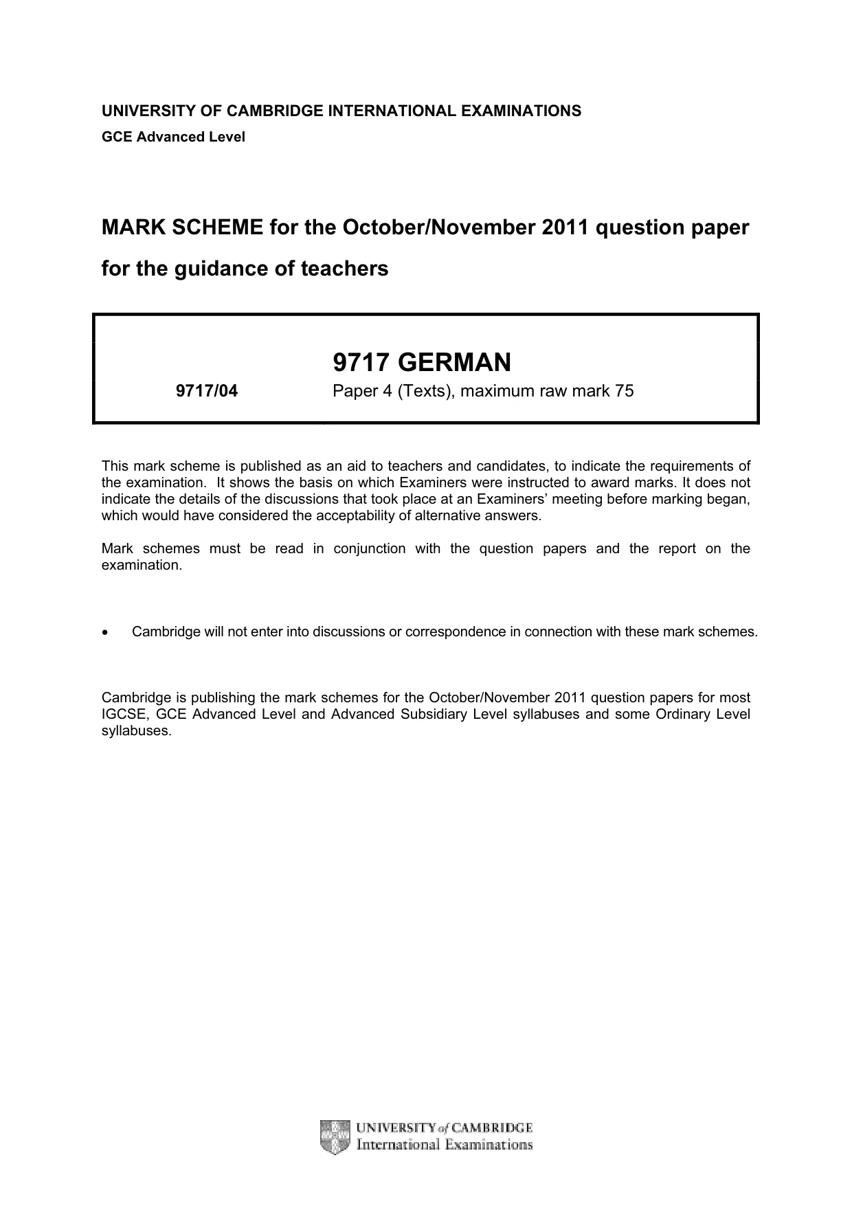 Mark scheme, page 1 of 3