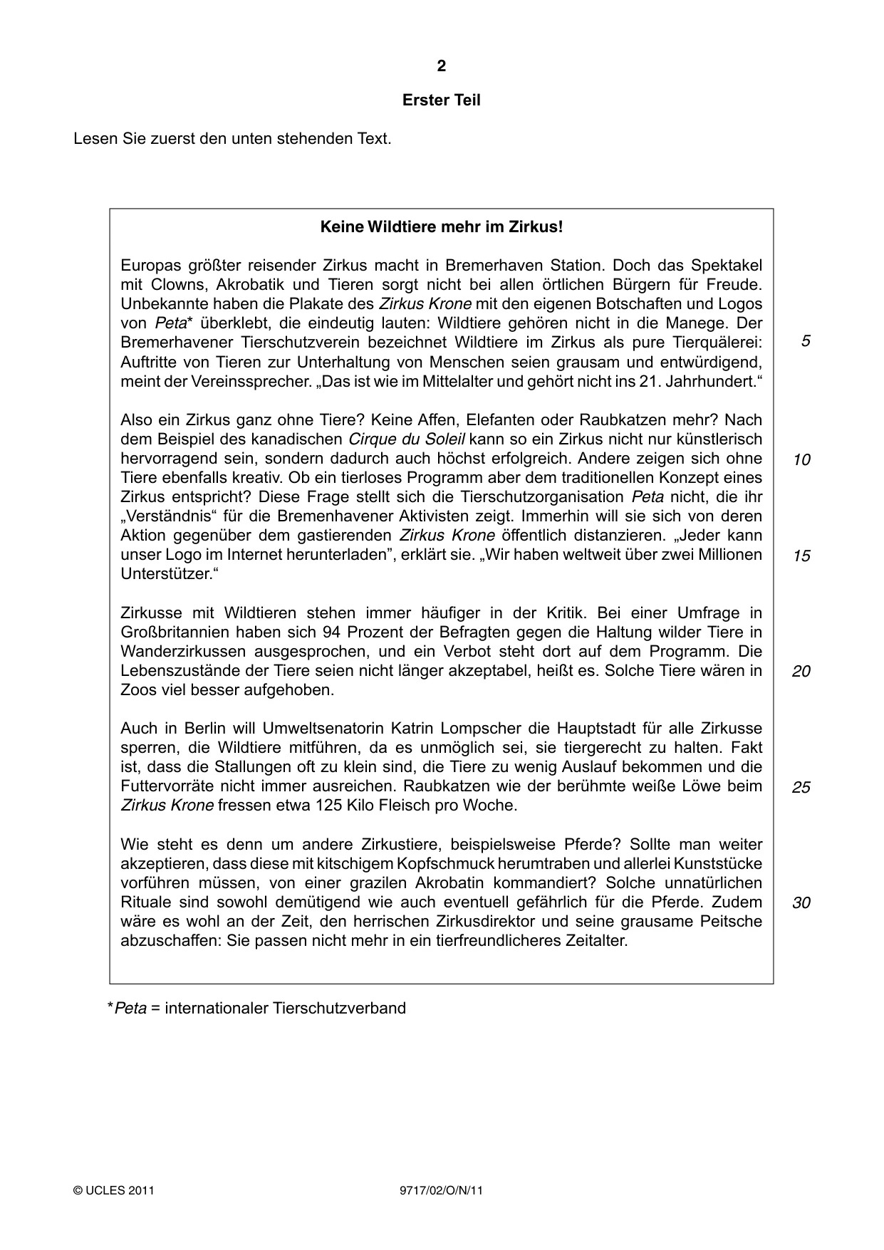 Cambridge A Level German (A Level only) 9717 2011 Oct/Nov Paper 2 · Variant 1 question paper, page 2 of 8