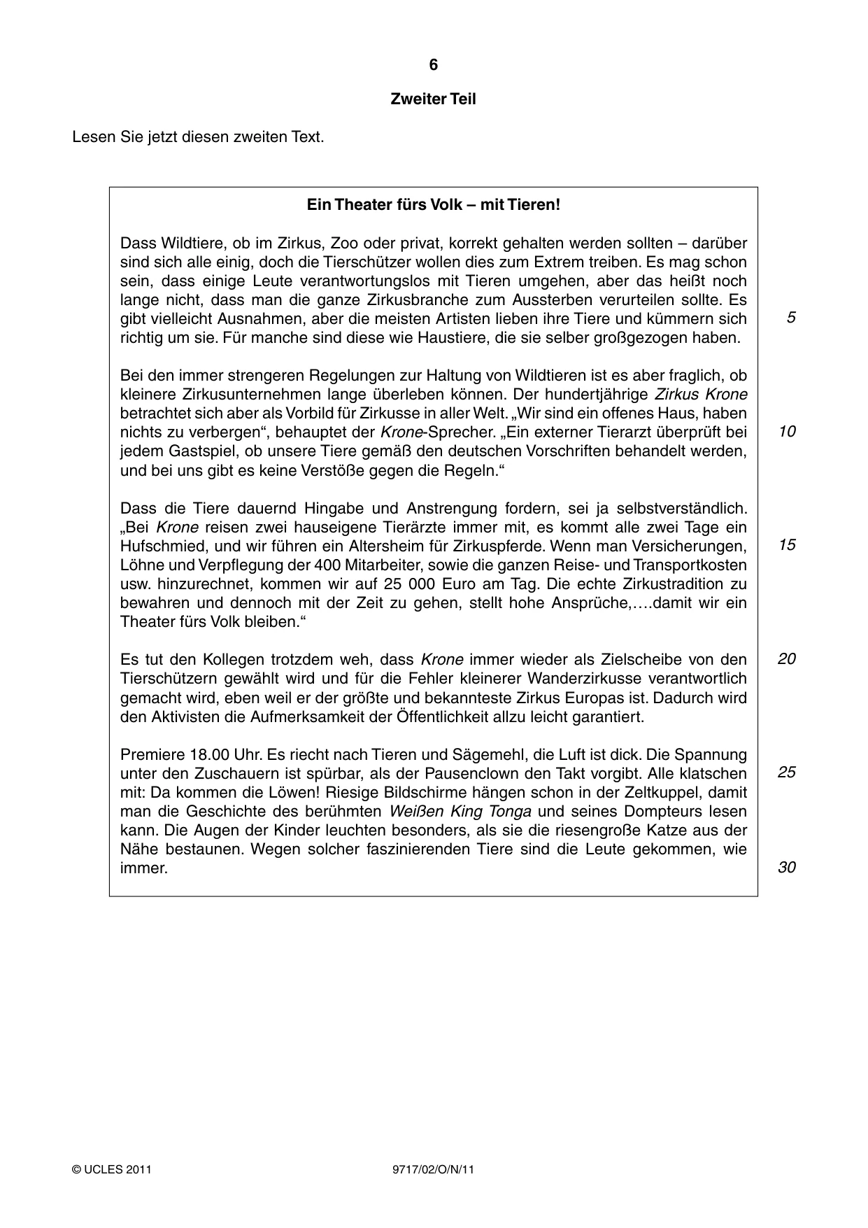 Cambridge A Level German (A Level only) 9717 2011 Oct/Nov Paper 2 · Variant 1 question paper, page 6 of 8