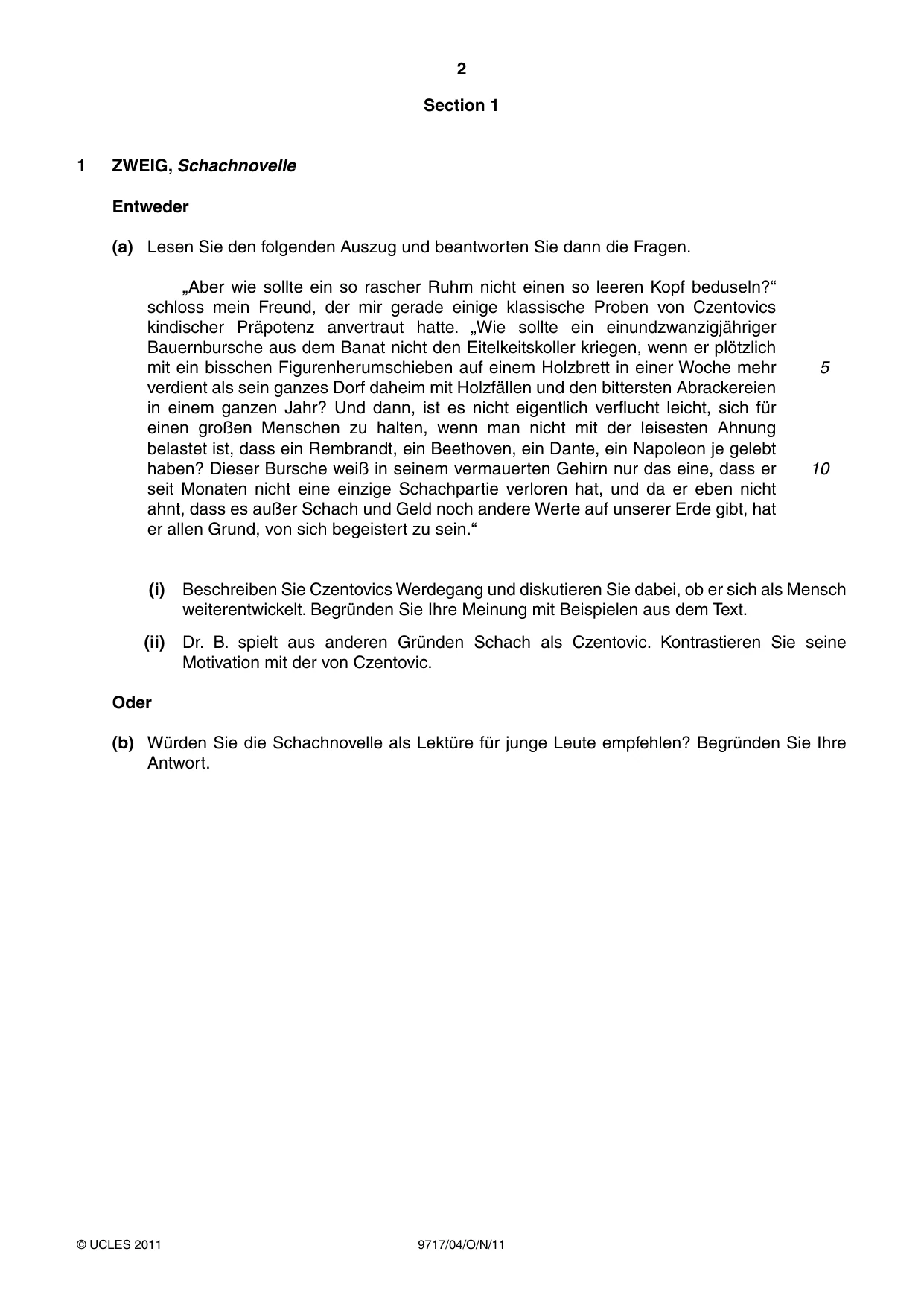Cambridge A Level German (A Level only) 9717 2011 Oct/Nov Paper 4 · Variant 1 question paper, page 2 of 8