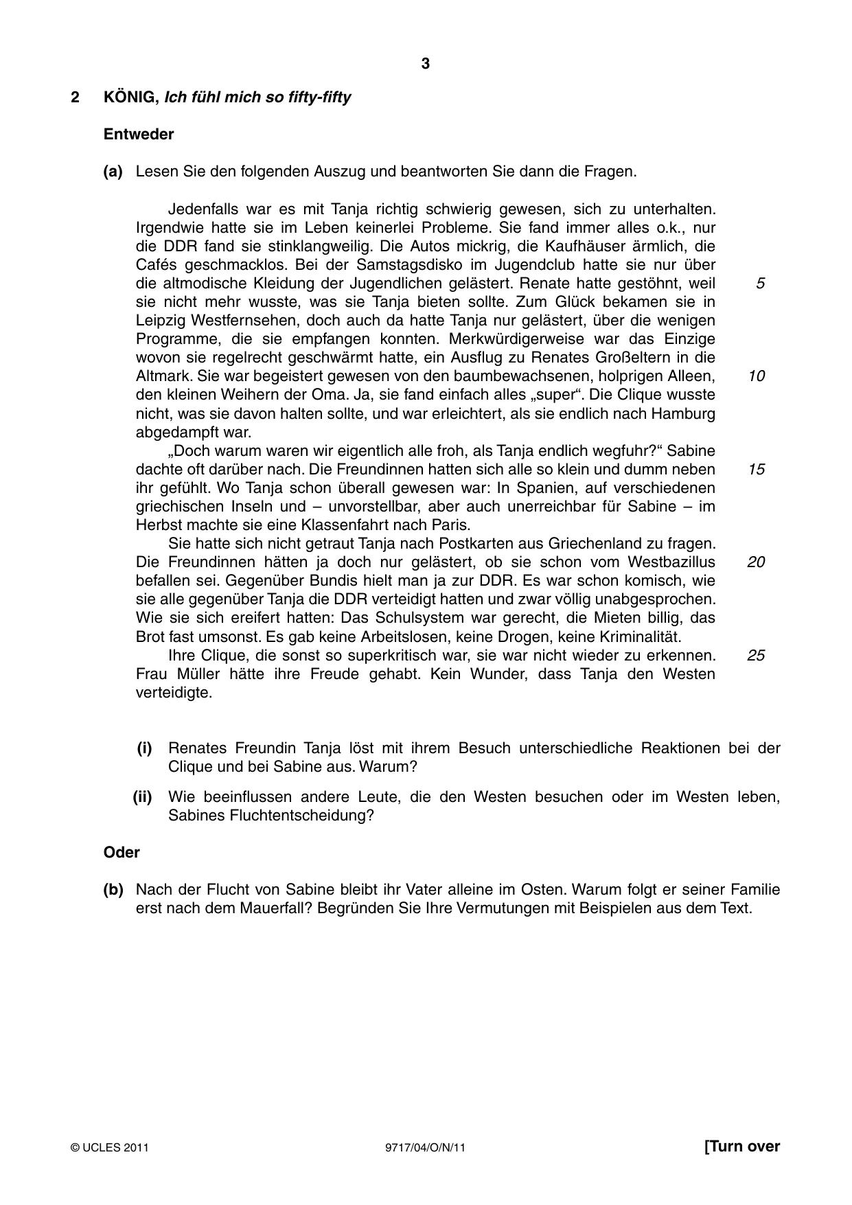 Cambridge A Level German (A Level only) 9717 2011 Oct/Nov Paper 4 · Variant 1 question paper, page 3 of 8
