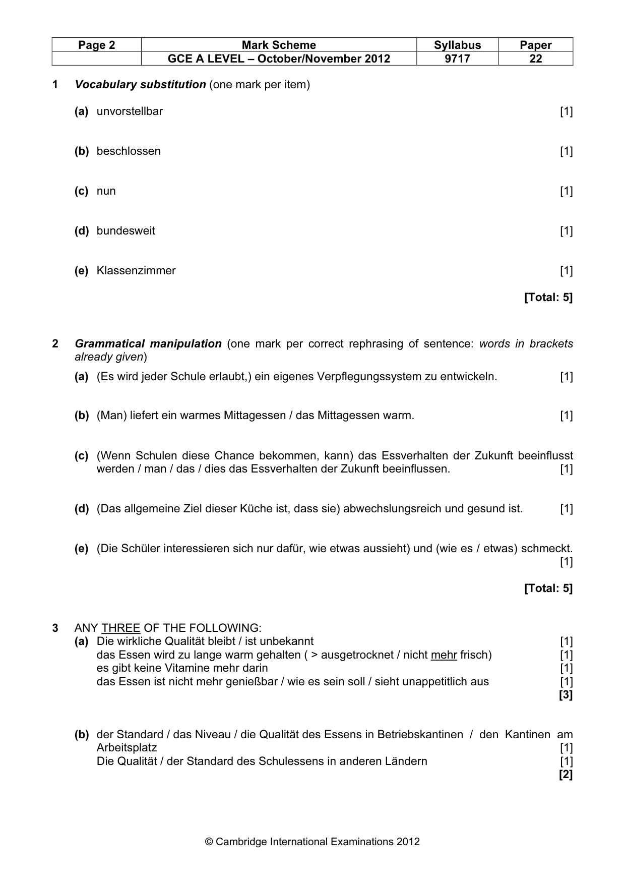 Mark scheme, page 2 of 6