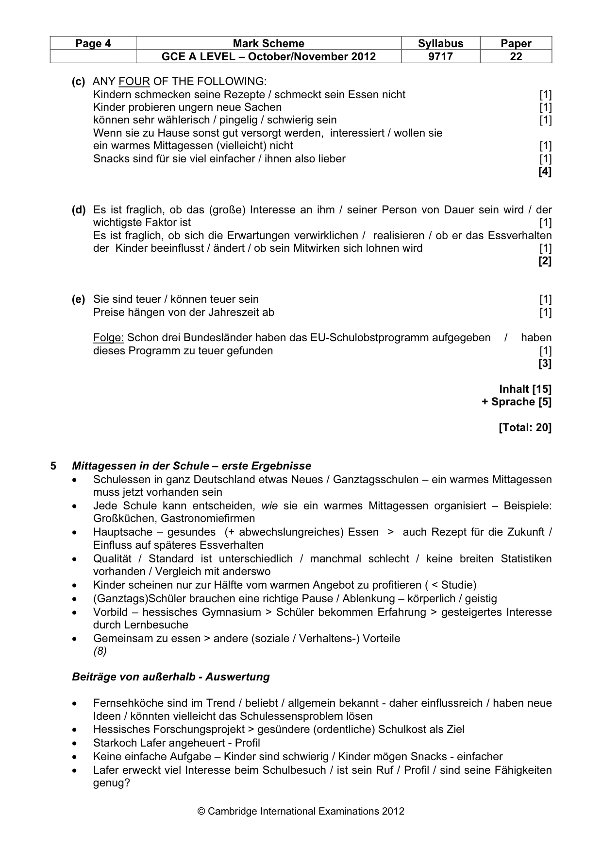 Mark scheme, page 4 of 6
