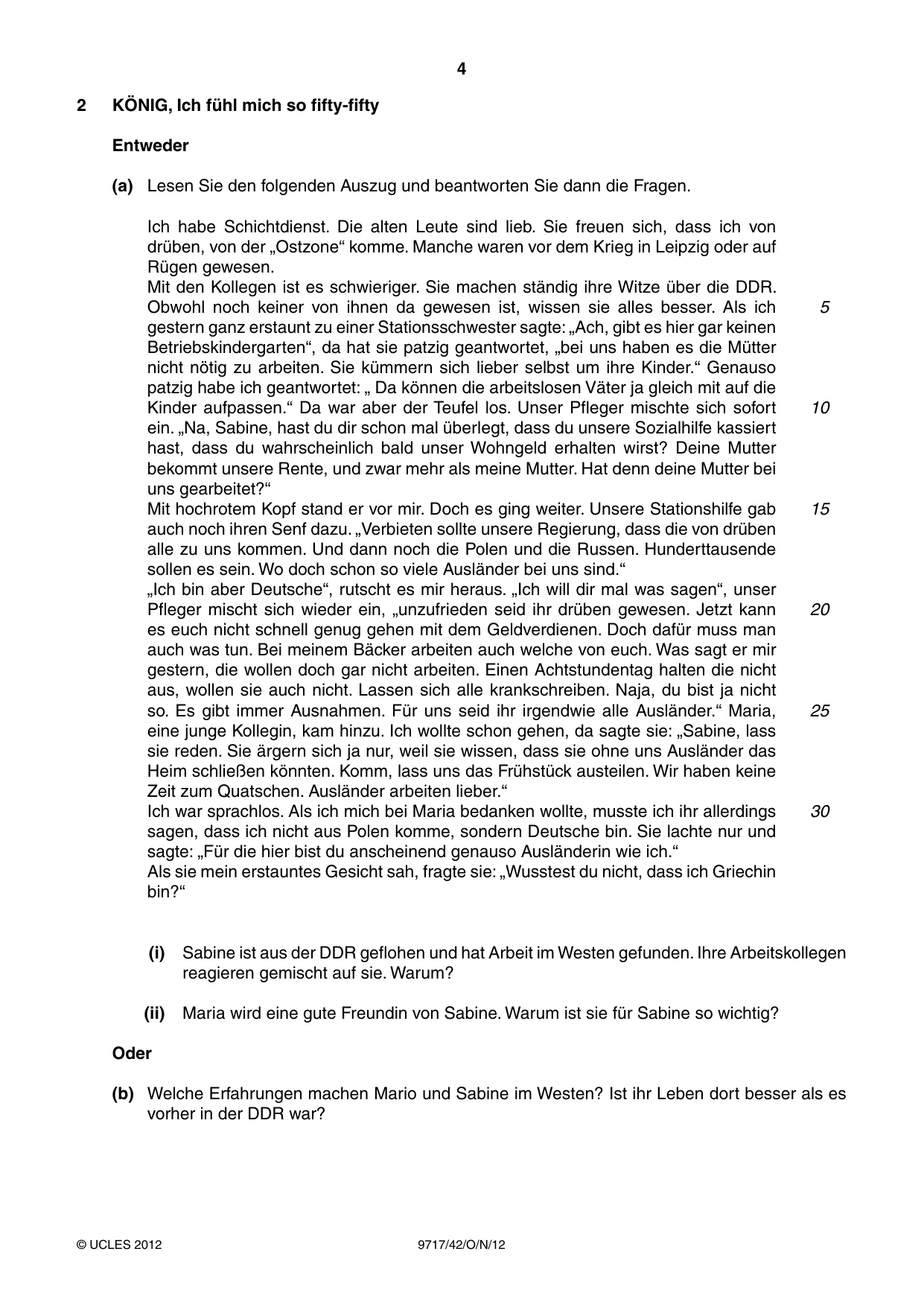 Cambridge A Level German (A Level only) 9717 2012 Oct/Nov Paper 4 · Variant 2 question paper, page 4 of 8