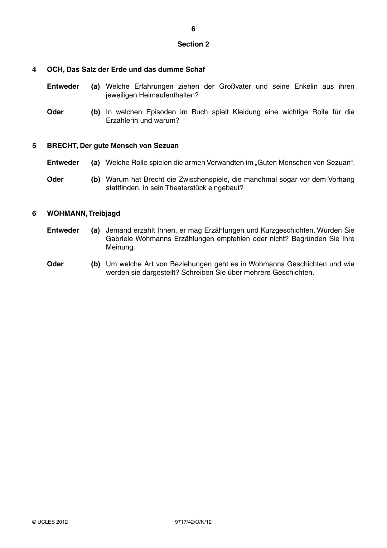 Cambridge A Level German (A Level only) 9717 2012 Oct/Nov Paper 4 · Variant 2 question paper, page 6 of 8