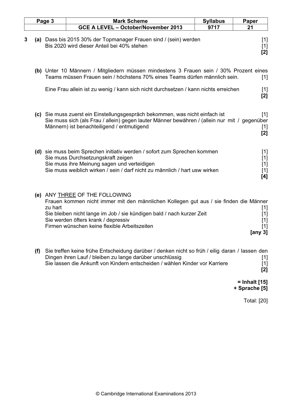 Mark scheme, page 3 of 7