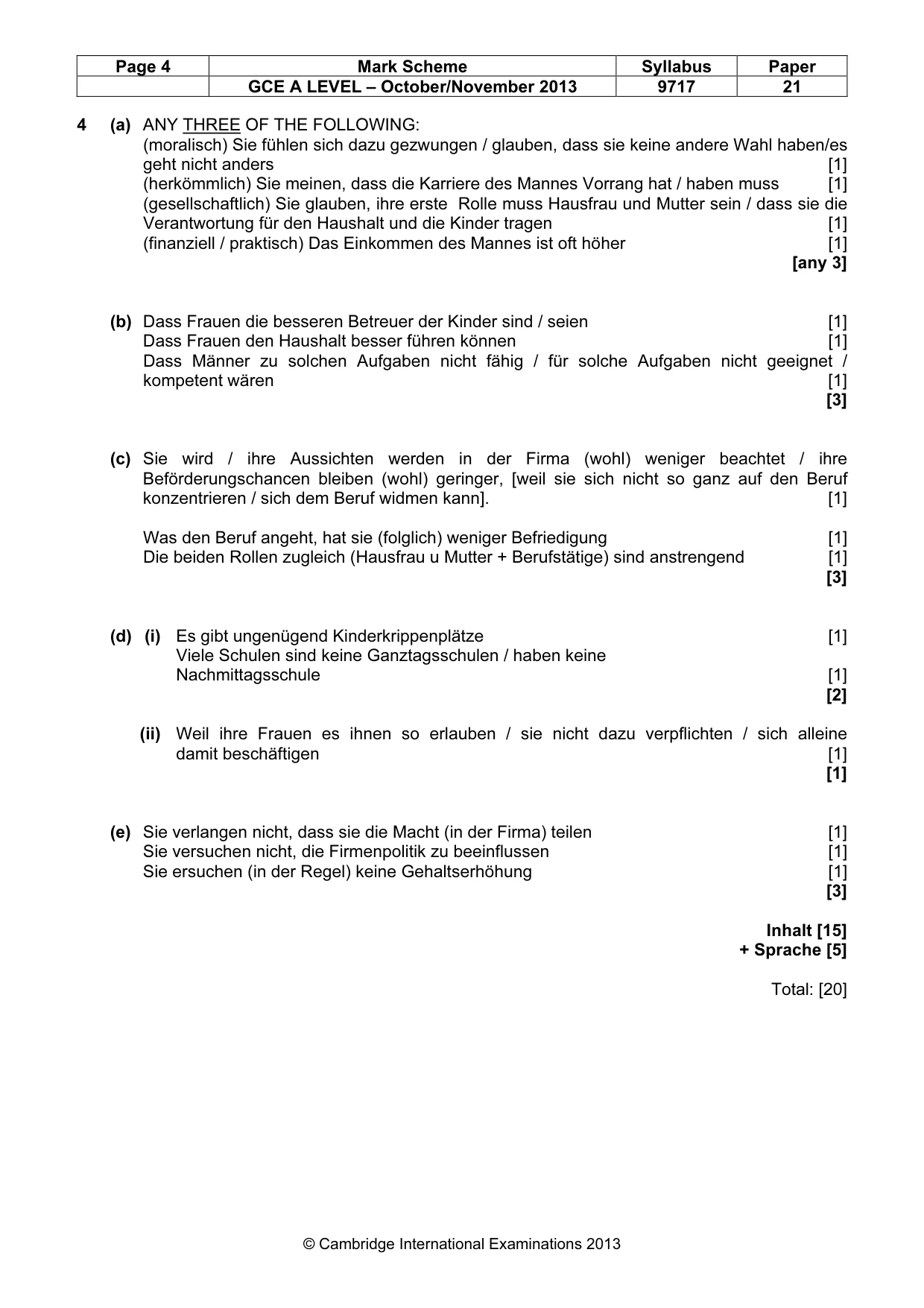 Mark scheme, page 4 of 7