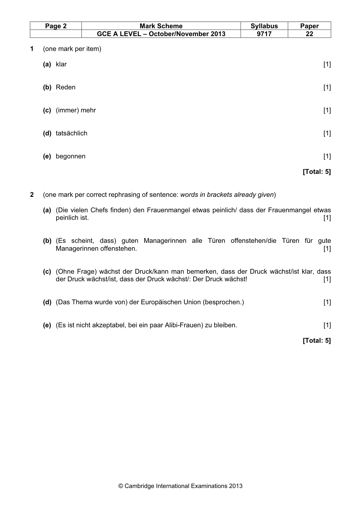 Mark scheme, page 2 of 7