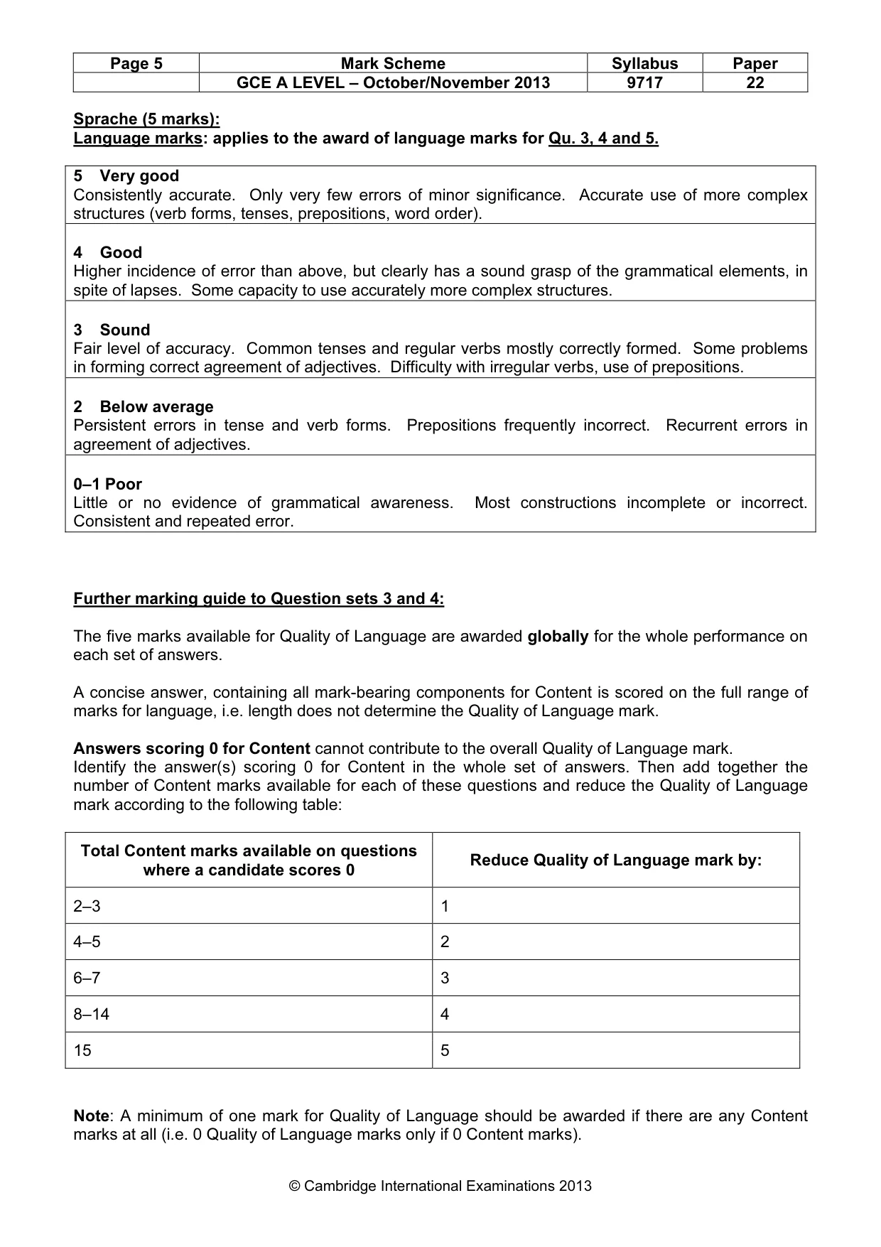 Mark scheme, page 5 of 7