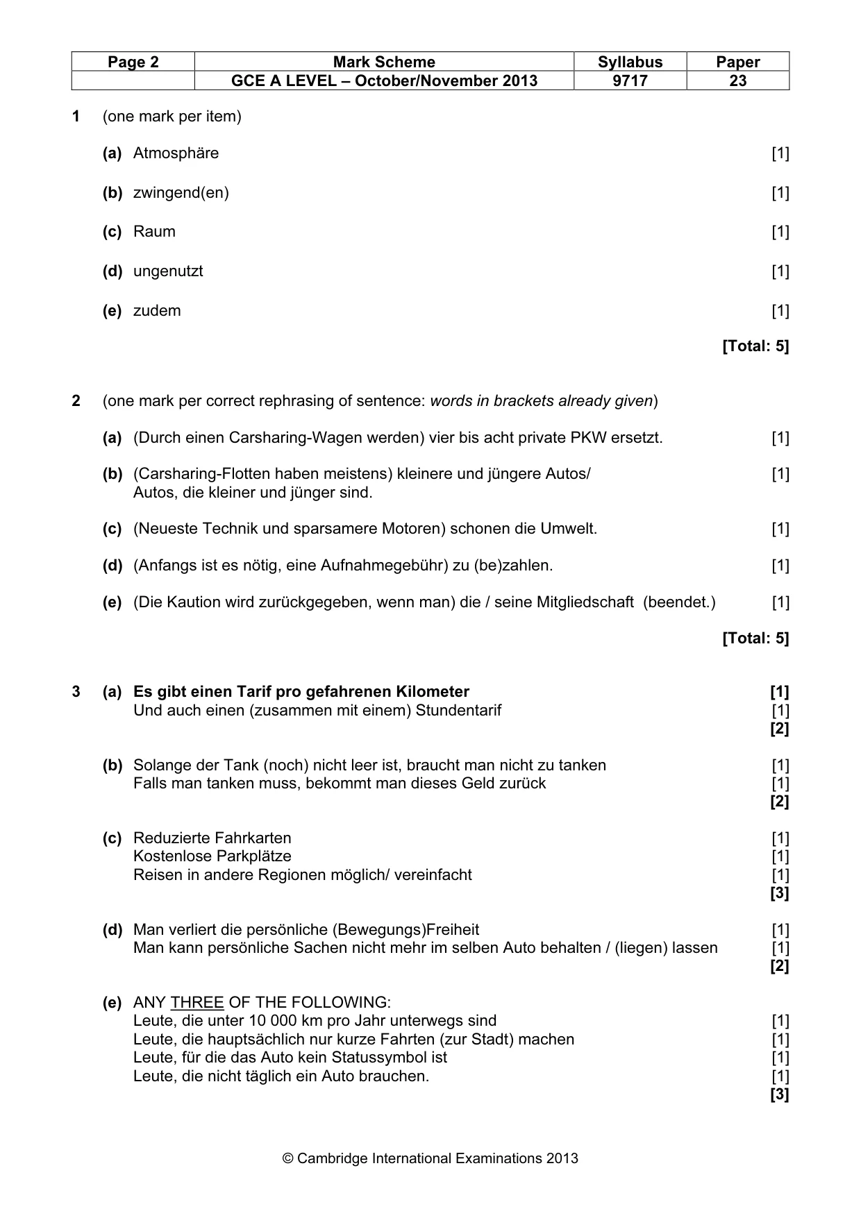 Mark scheme, page 2 of 6