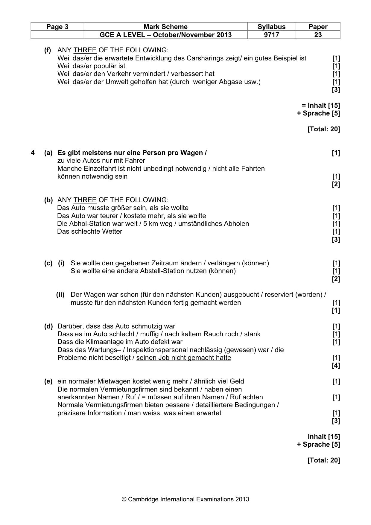 Mark scheme, page 3 of 6