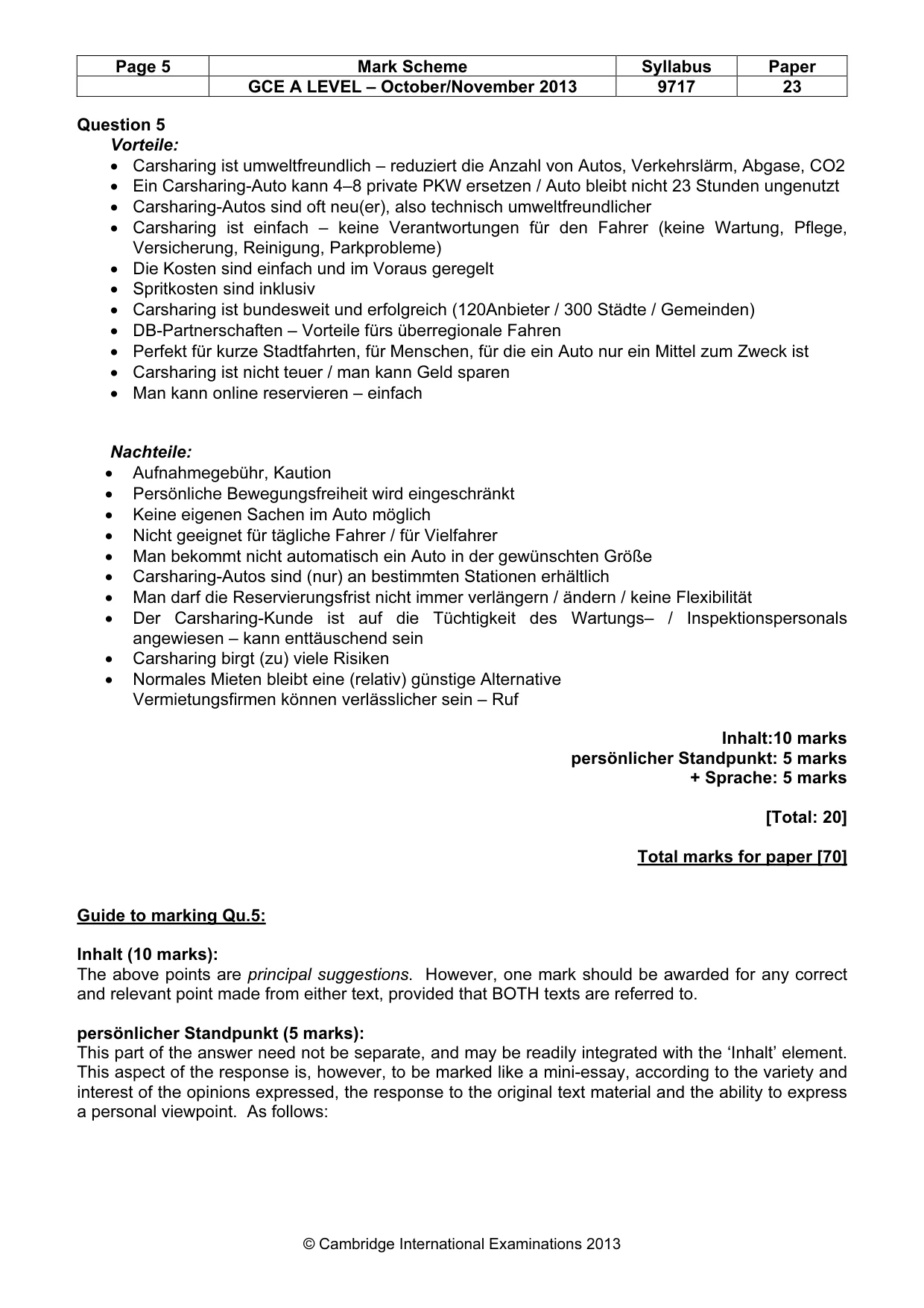Mark scheme, page 5 of 6
