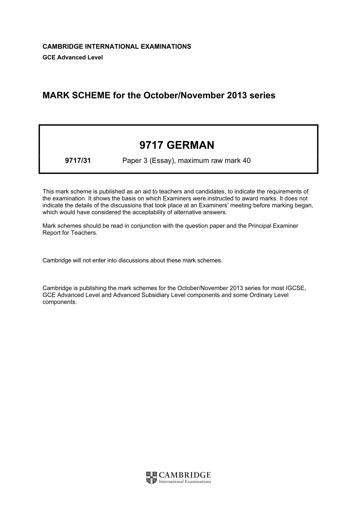 Mark scheme, page 1 of 2